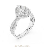 Load image into Gallery viewer, Maylaya Gems pear halo braided pave lab-grown diamond ring in white gold