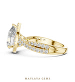 Load image into Gallery viewer, Maylaya Gems pear halo braided pave lab-grown diamond ring in yellow gold