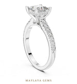 Load image into Gallery viewer, Maylaya Gems princess cathedral pave lab-grown diamond ring in white gold