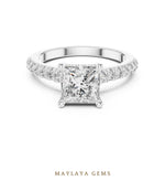 Load image into Gallery viewer, Maylaya Gems princess cathedral pave lab-grown diamond ring in white gold