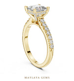 Load image into Gallery viewer, Maylaya Gems princess cathedral pave lab-grown diamond ring in yellow gold