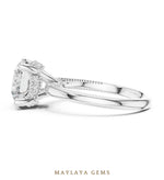 Load image into Gallery viewer, Maylaya Gems round beaded hidden halo lab-grown diamond ring in white gold