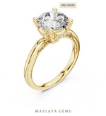 Load image into Gallery viewer, Maylaya Gems round beaded hidden halo lab-grown diamond ring in yellow gold