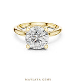 Load image into Gallery viewer, Maylaya Gems round beaded hidden halo lab-grown diamond ring in yellow gold