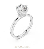 Load image into Gallery viewer, Maylaya Gems round petal collar lab-grown diamond ring in white gold