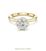 Load image into Gallery viewer, Maylaya Gems round petal collar lab-grown diamond ring in yellow gold