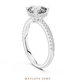 Load image into Gallery viewer, Maylaya Gems cushion hidden halo lab-grown diamond ring in white gold