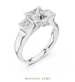 Load image into Gallery viewer, Maylaya Gems princess square bezel trilogy lab-grown diamond ring in white gold