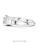 Load image into Gallery viewer, Maylaya Gems princess square bezel trilogy lab-grown diamond ring in white gold