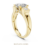 Load image into Gallery viewer, Maylaya Gems princess square bezel trilogy lab-grown diamond ring in yellow gold