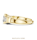 Load image into Gallery viewer, Maylaya Gems princess square bezel trilogy lab-grown diamond ring in yellow gold