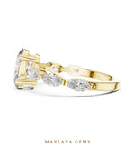 Load image into Gallery viewer, Maylaya Gems oval marquise bezel shoulder lab-grown diamond ring in yellow gold