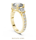 Load image into Gallery viewer, Maylaya Gems cushion baguette trilogy lab-grown diamond ring in yellow gold