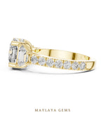 Load image into Gallery viewer, Maylaya Gems cushion baguette trilogy lab-grown diamond ring in yellow gold