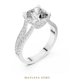 Load image into Gallery viewer, Maylaya Gems cushion open pave rails lab-grown diamond ring in white gold