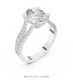 Load image into Gallery viewer, Maylaya Gems oval open pave rails lab-grown diamond ring in white gold