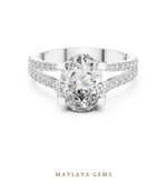 Load image into Gallery viewer, Maylaya Gems oval open pave rails lab-grown diamond ring in white gold