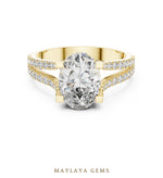 Load image into Gallery viewer, Maylaya Gems oval open pave rails lab-grown diamond ring in yellow gold