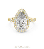 Load image into Gallery viewer, Maylaya Gems pear halo bezel accent lab-grown diamond ring in yellow gold