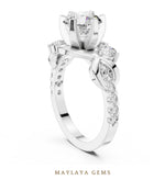 Load image into Gallery viewer, Maylaya Gems round open loop accents lab-grown diamond ring in white gold
