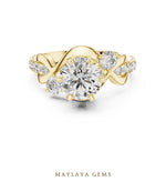 Load image into Gallery viewer, Maylaya Gems round open loop accents lab-grown diamond ring in yellow gold