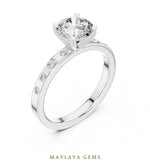 Load image into Gallery viewer, Maylaya Gems round flush accent lab-grown diamond ring in white gold