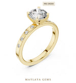 Load image into Gallery viewer, Maylaya Gems round flush accent lab-grown diamond ring in yellow gold