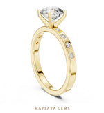 Load image into Gallery viewer, Maylaya Gems round flush accent lab-grown diamond ring in yellow gold