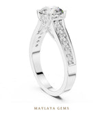 Load image into Gallery viewer, Maylaya Gems round scroll gallery channel lab-grown diamond ring in white gold
