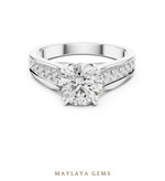 Load image into Gallery viewer, Maylaya Gems round scroll gallery channel lab-grown diamond ring in white gold