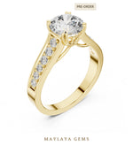 Load image into Gallery viewer, Maylaya Gems round scroll gallery channel lab-grown diamond ring in yellow gold