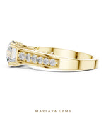 Load image into Gallery viewer, Maylaya Gems round scroll gallery channel lab-grown diamond ring in yellow gold