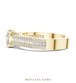 Load image into Gallery viewer, Maylaya Gems round baguette channel lab-grown diamond ring in yellow gold