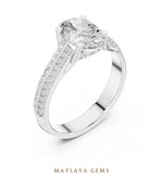 Load image into Gallery viewer, Maylaya Gems oval double pave rails lab-grown diamond ring in white gold