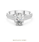 Load image into Gallery viewer, Maylaya Gems oval double pave rails lab-grown diamond ring in white gold