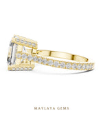 Load image into Gallery viewer, Maylaya Gems square emerald paved prongs lab-grown diamond ring in yellow gold