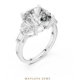 Load image into Gallery viewer, Maylaya Gems cushion half moon five-stone lab-grown diamond ring in white gold
