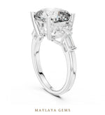 Load image into Gallery viewer, Maylaya Gems cushion half moon five-stone lab-grown diamond ring in white gold