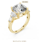 Load image into Gallery viewer, Maylaya Gems cushion half moon five-stone lab-grown diamond ring in yellow gold