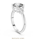 Load image into Gallery viewer, Maylaya Gems cushion pear trilogy lab-grown diamond ring in white gold