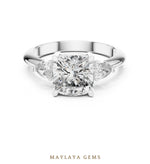Load image into Gallery viewer, Maylaya Gems cushion pear trilogy lab-grown diamond ring in white gold