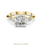Load image into Gallery viewer, Maylaya Gems cushion pear trilogy lab-grown diamond ring in yellow gold
