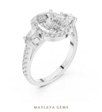 Load image into Gallery viewer, Maylaya Gems cushion halo marquise trilogy lab-grown diamond ring in white gold