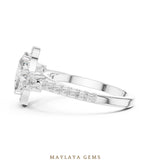 Load image into Gallery viewer, Maylaya Gems cushion halo marquise trilogy lab-grown diamond ring in white gold