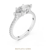 Load image into Gallery viewer, Maylaya Gems east-west marquise pave lab-grown diamond ring in white gold