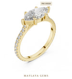 Load image into Gallery viewer, Maylaya Gems east-west marquise pave lab-grown diamond ring in yellow gold