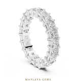 Load image into Gallery viewer, Maylaya Gems princess shared prong eternity band lab-grown diamond band in white gold