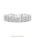 Load image into Gallery viewer, Maylaya Gems princess shared prong eternity band lab-grown diamond band in white gold