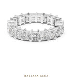 Load image into Gallery viewer, Maylaya Gems princess shared prong eternity band lab-grown diamond band in white gold