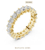 Load image into Gallery viewer, Maylaya Gems princess shared prong eternity band lab-grown diamond band in yellow gold